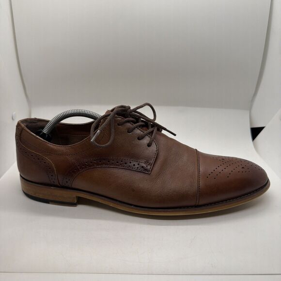 Stacy Adams Darren Men’s Leather Oxford Shoes Size 11 M Cognac Brown